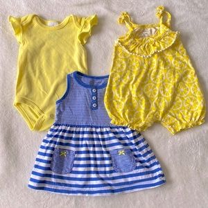 Spring/Summer Baby Girl Bundle of 3 Outfits 3-6 Months